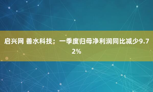 启兴网 善水科技：一季度归母净利润同比减少9.72%